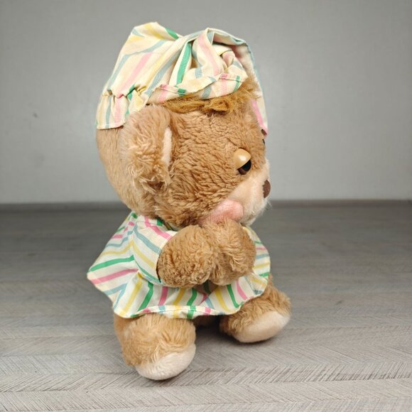 Vintage 1985 Fisher-Price Sleepytime Betsy Bear Plush With Striped Pajamas & Hat - Picture 4 of 6